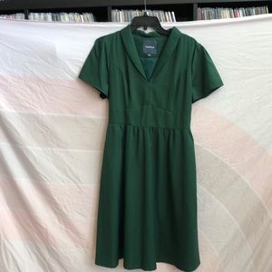ModCloth. Forest green retro style dress. Elastic in back. Large. Flattering.